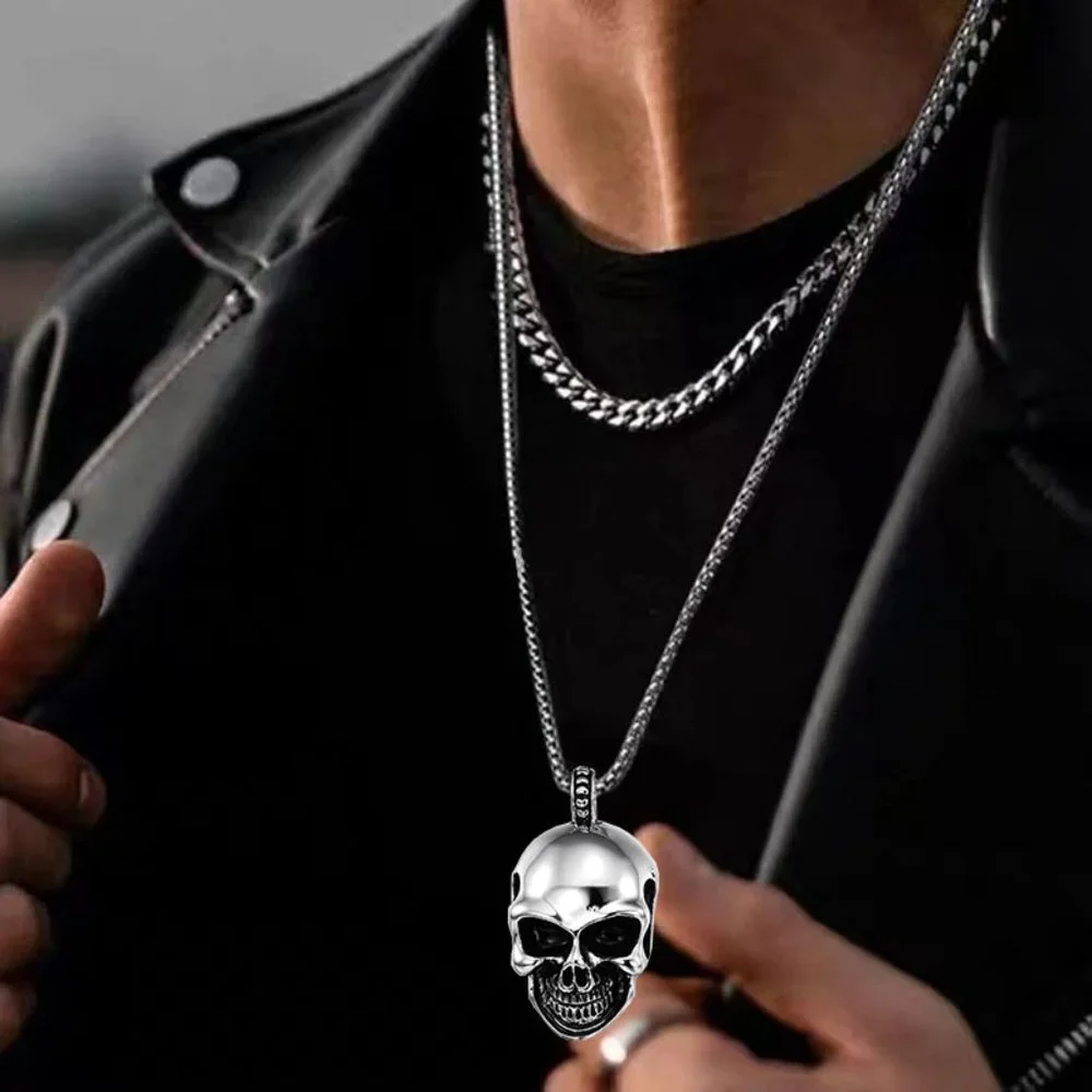 ❤️Fashion trendy skull Pendant necklace, N90201P153